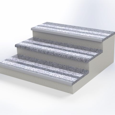 Ступени из Покостовского гранита с двумя термополосами 1000×300×20